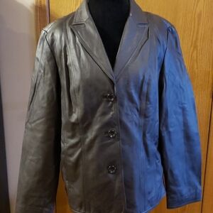 East 5th chocolate brown leather jacket euc 🔥
